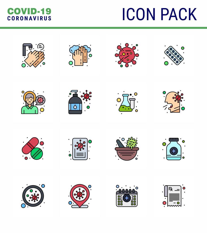 conjunto simples de ícone do pacote de ícones azul 25 de proteção covid19 incluído bactérias de saúde de tablet formam drogas vírus coronavírus 2019nov elementos de design de vetor de doença
