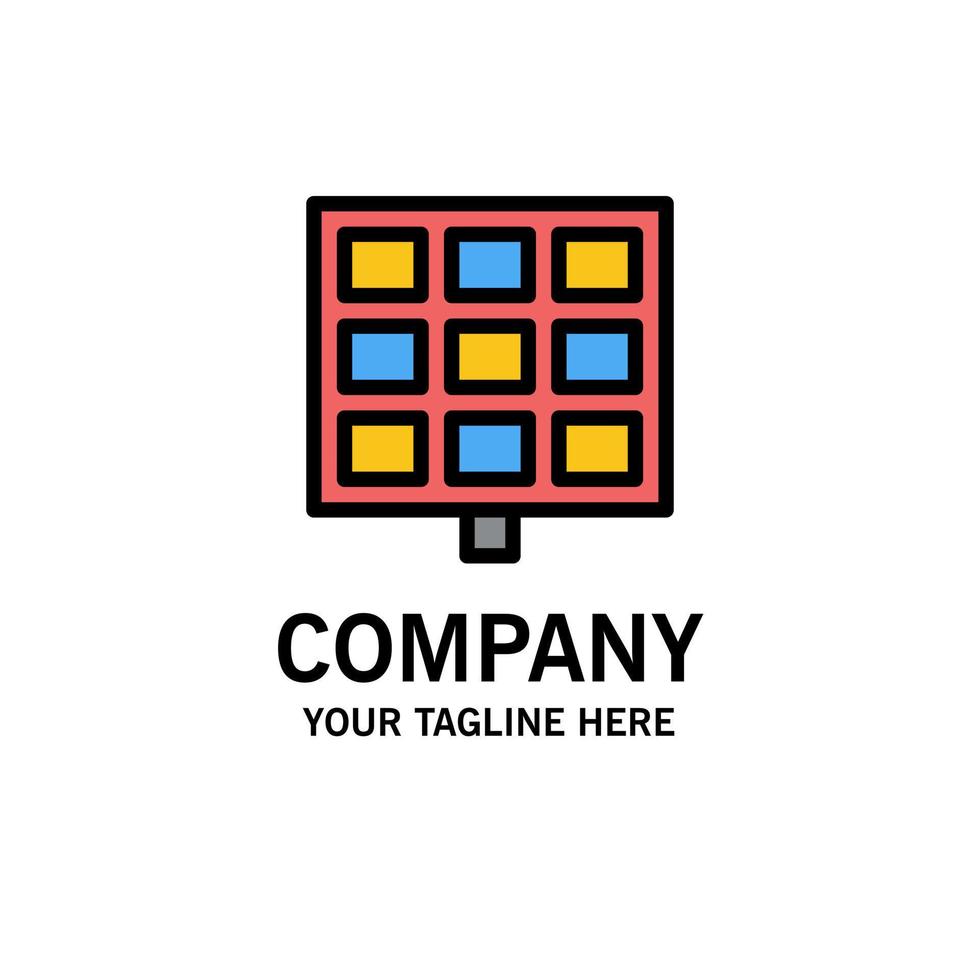 modelo de logotipo de negócios de construção solar de painel cor lisa vetor