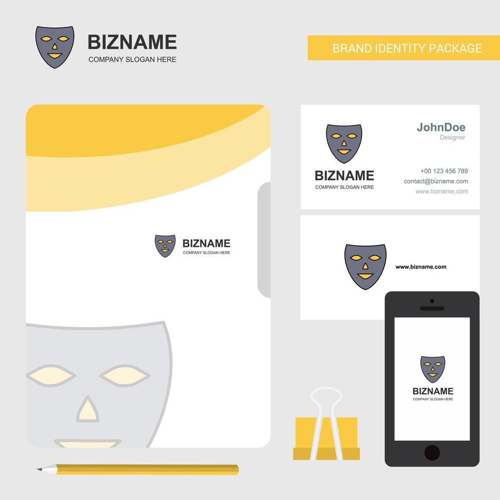 cartão de visita de capa de arquivo de logotipo de negócios de máscara e ilustração vetorial de design de aplicativo móvel vetor