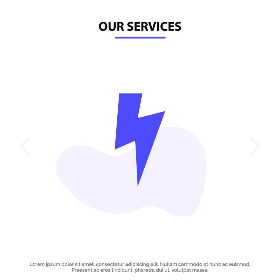 nossos serviços modelo de cartão da web de ícone de glifo sólido do twitter power media vetor