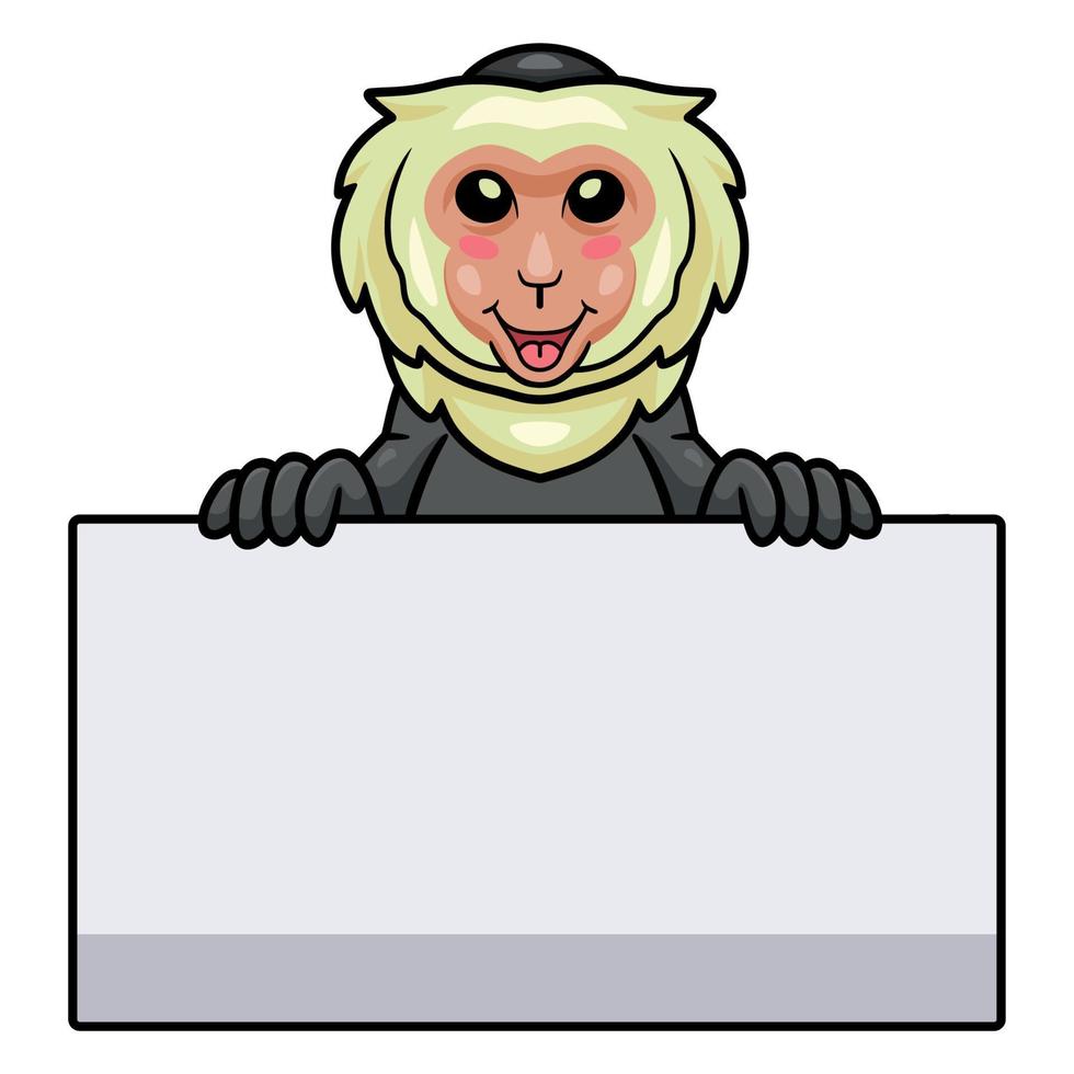 desenho de macaco-prego bonitinho com sinal em branco vetor