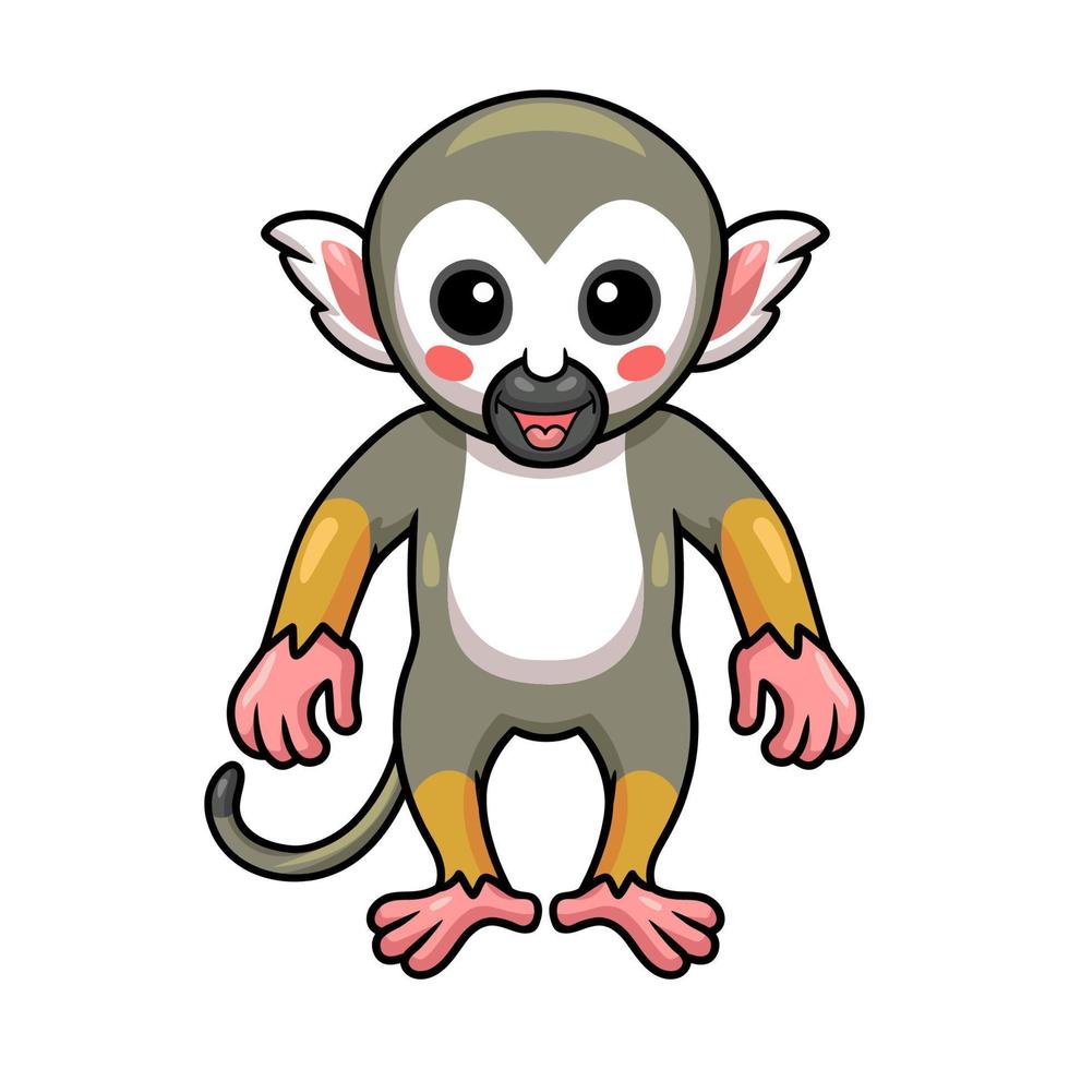 desenho animado de macaco-esquilo bonitinho em pé vetor