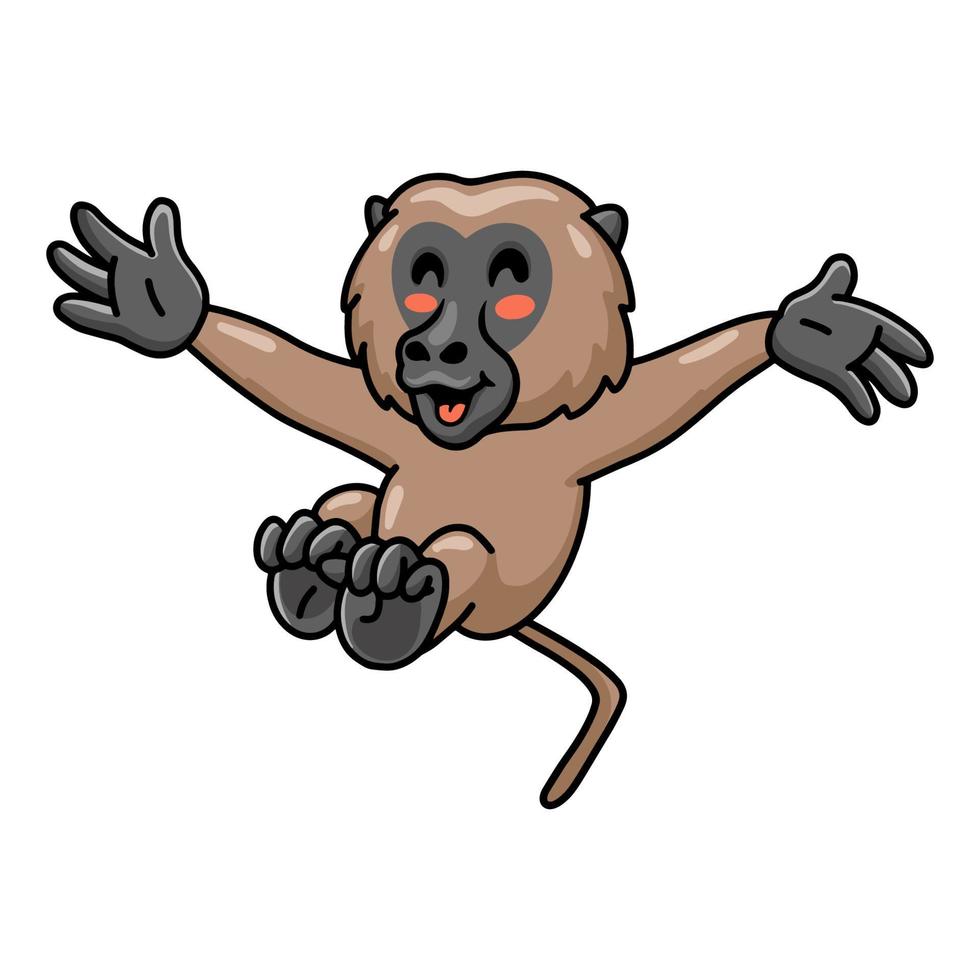 desenho animado de macaco babuíno bonitinho pulando vetor