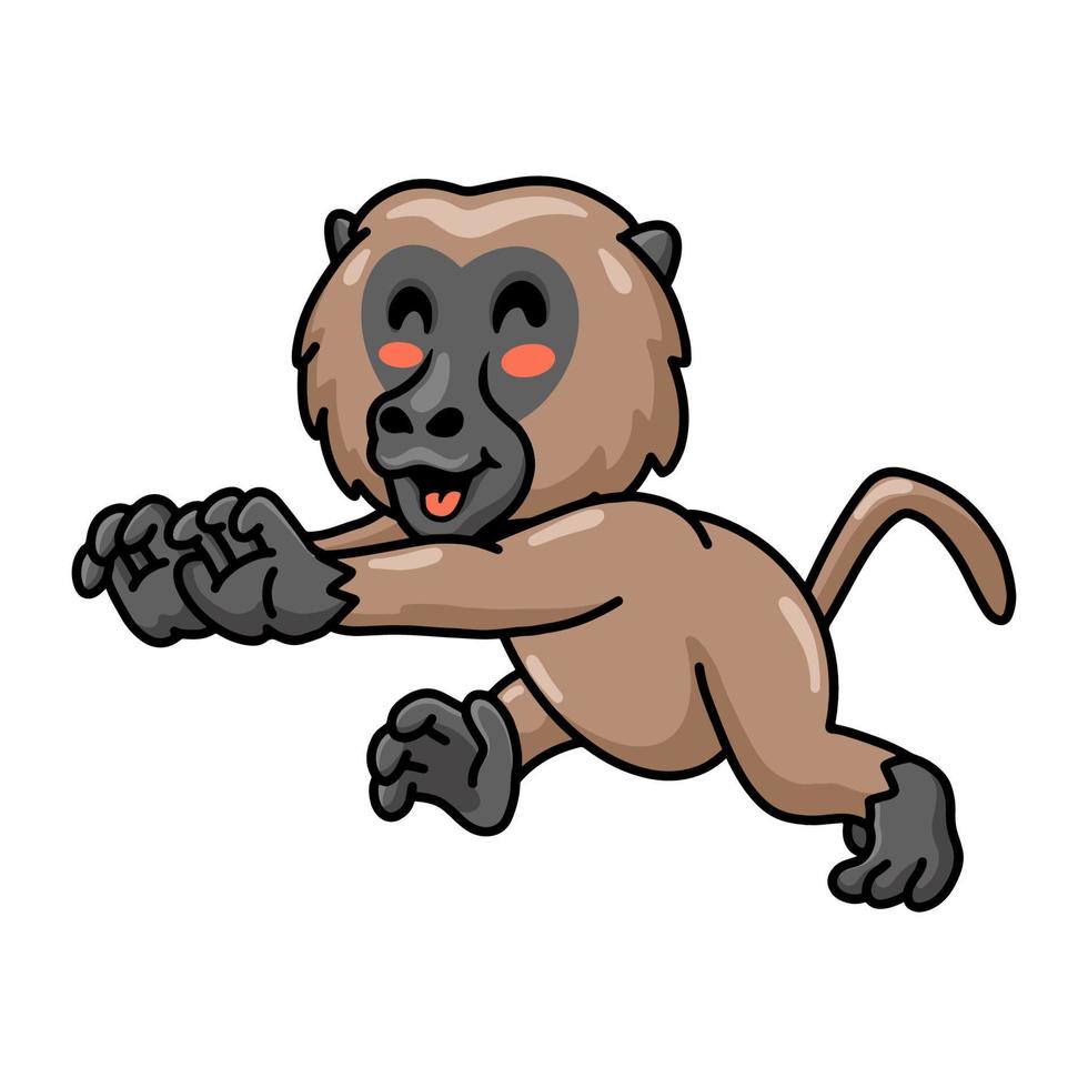 desenho animado de macaco babuíno bonitinho correndo vetor