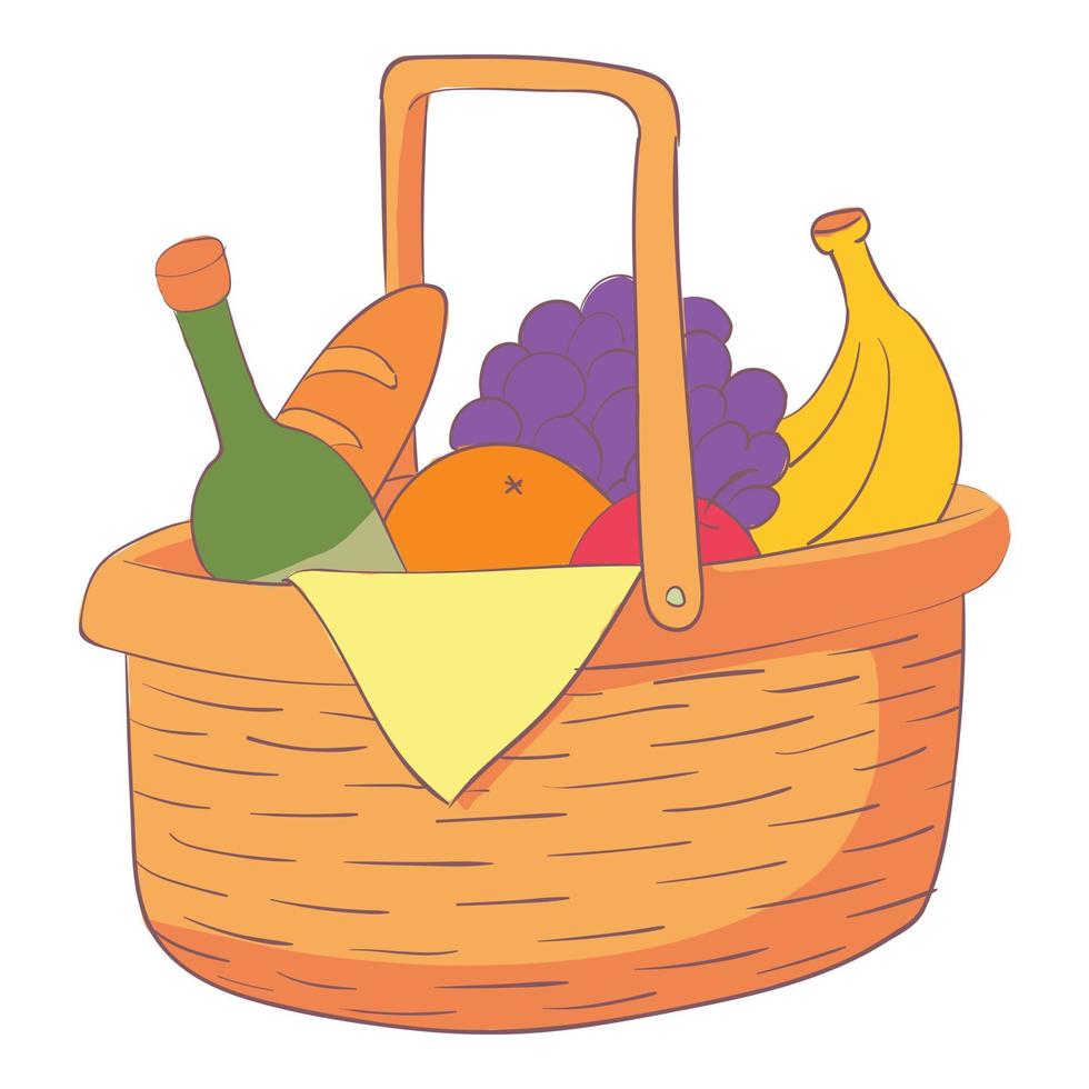 ícone da cesta de almoço, desenho animado e estilo simples vetor