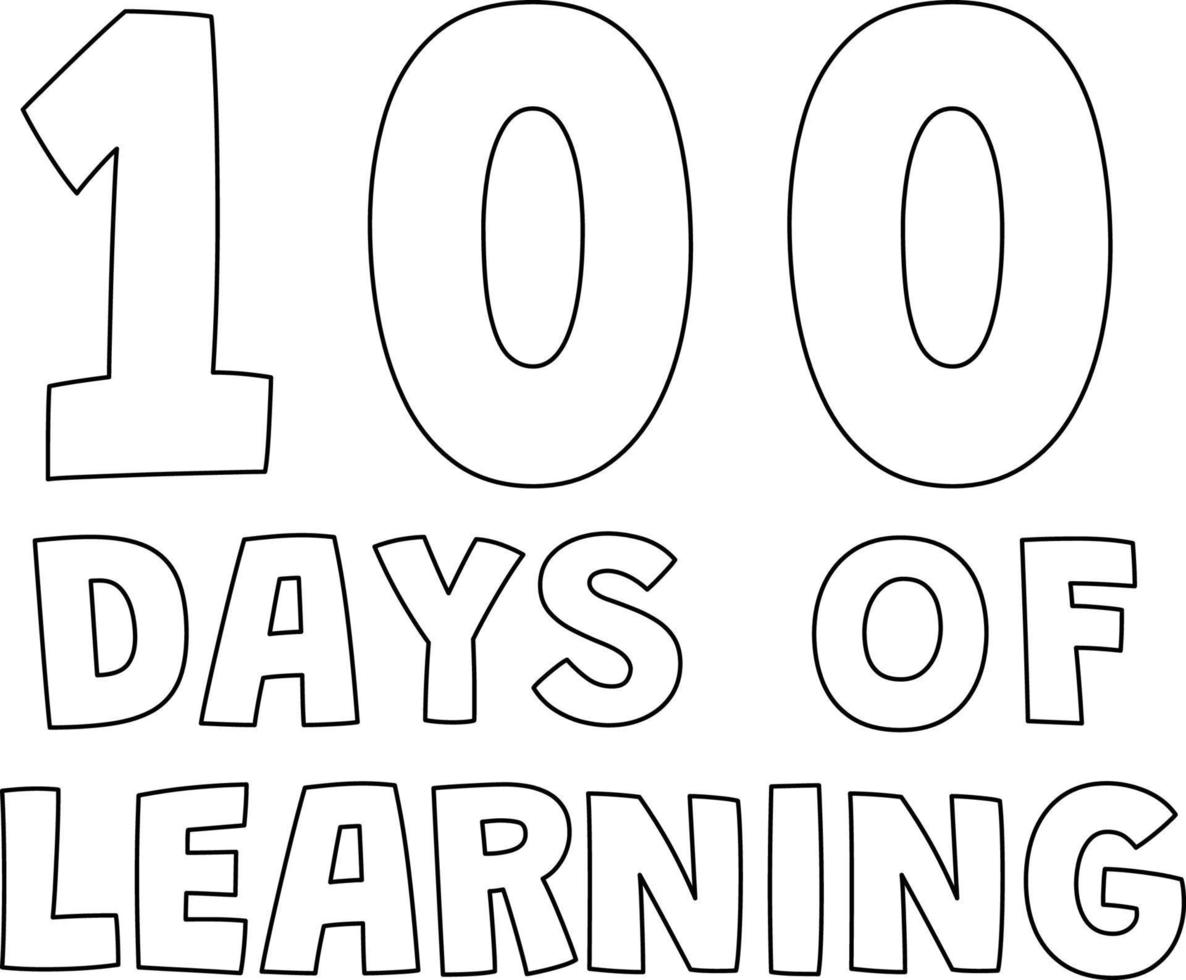 100º dia de escola aprendendo coloração isolada vetor