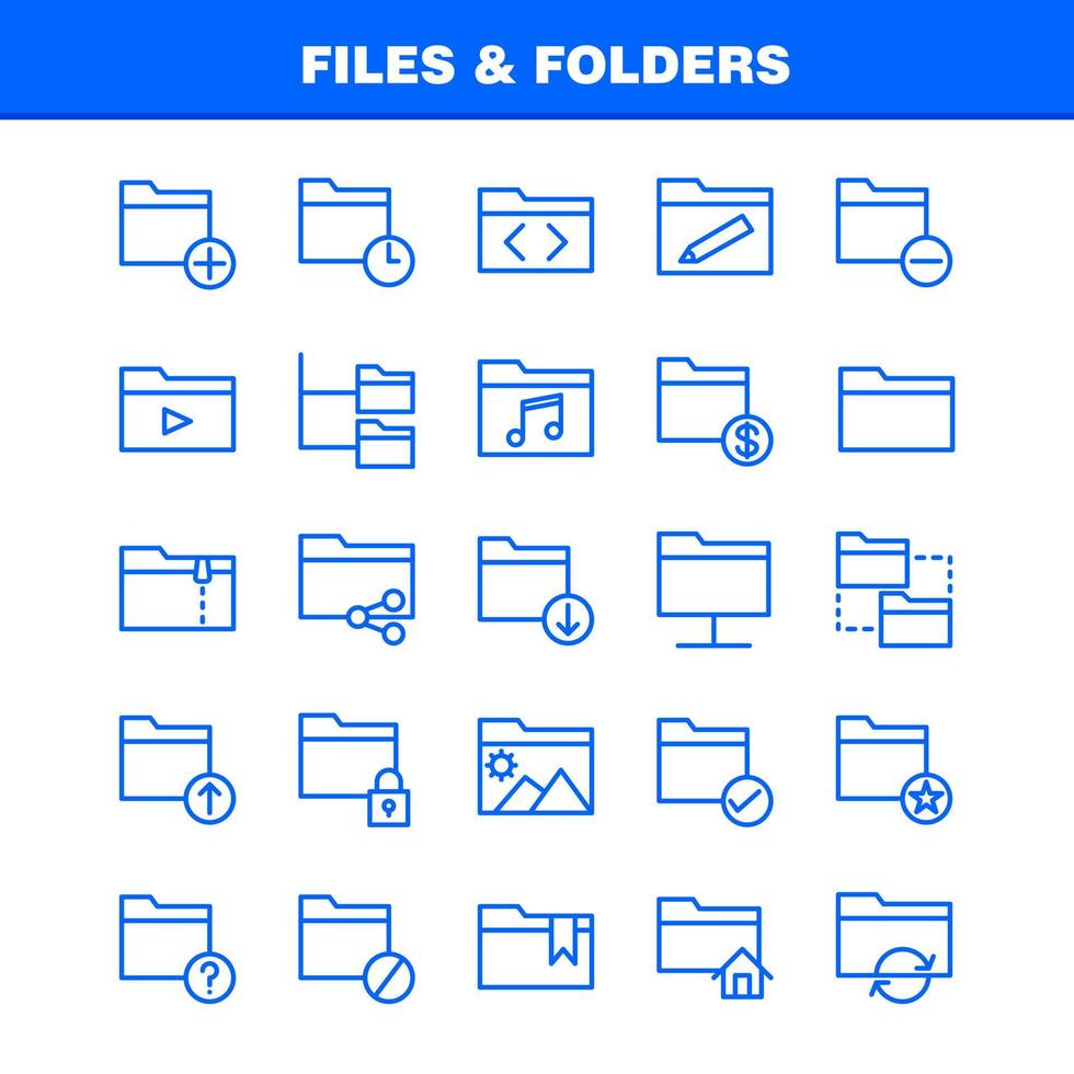 pacote de ícones de linha de arquivos e pastas para designers e desenvolvedores ícones de arquivos de rede de pastas de conexão editar vetor de gravação de lápis de pasta