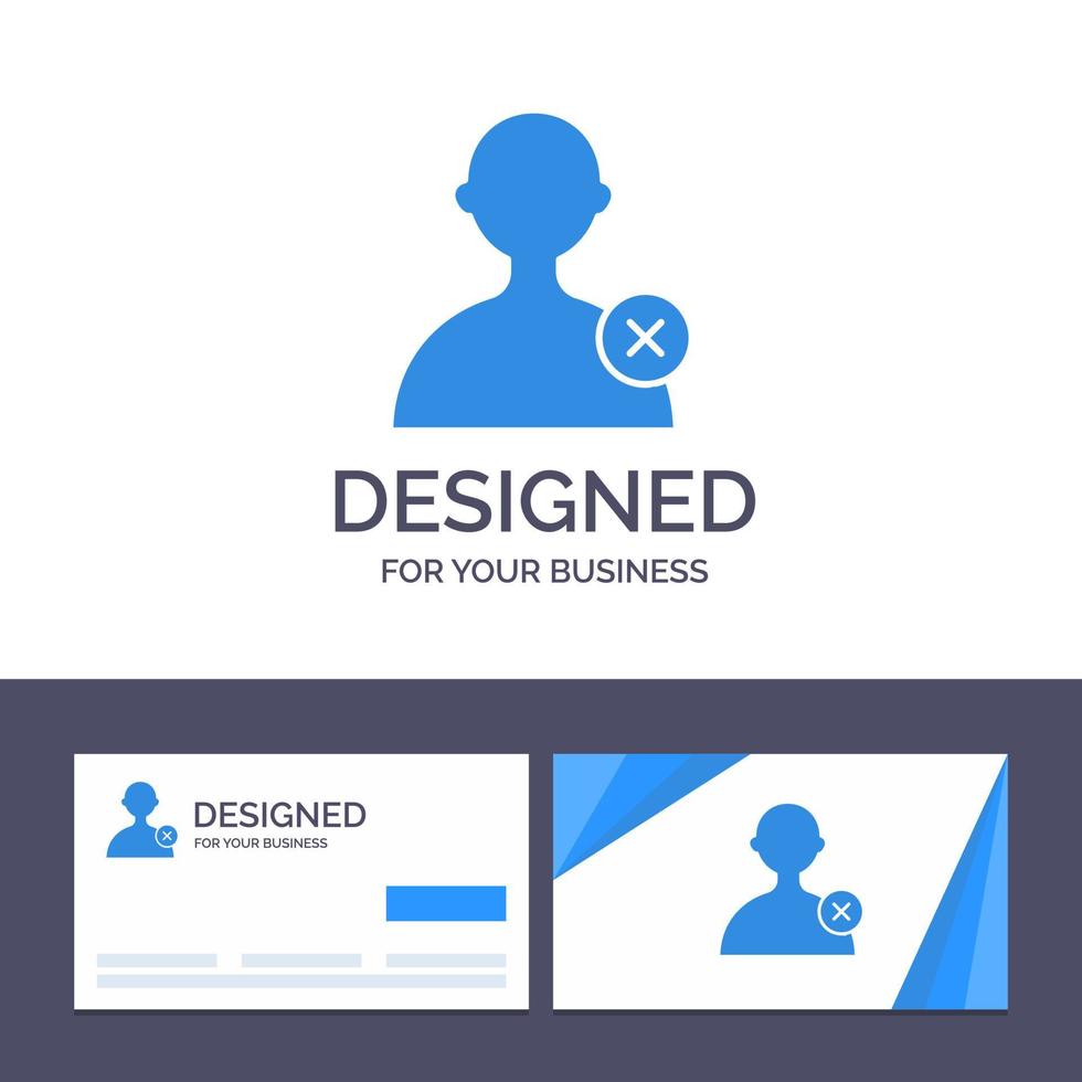 cartão de visita criativo e modelo de logotipo excluir ilustração em vetor homem usuário