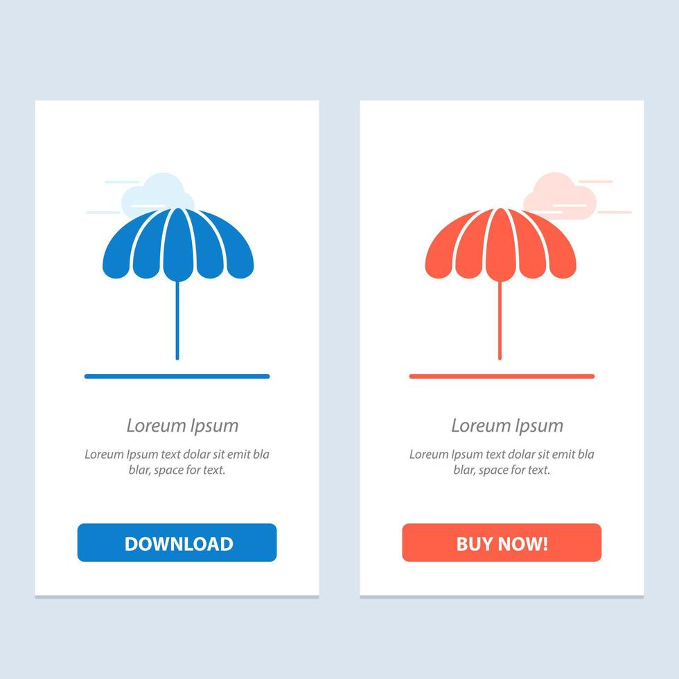guarda-chuva de praia clima molhado azul e vermelho baixe e compre agora modelo de cartão de widget da web vetor