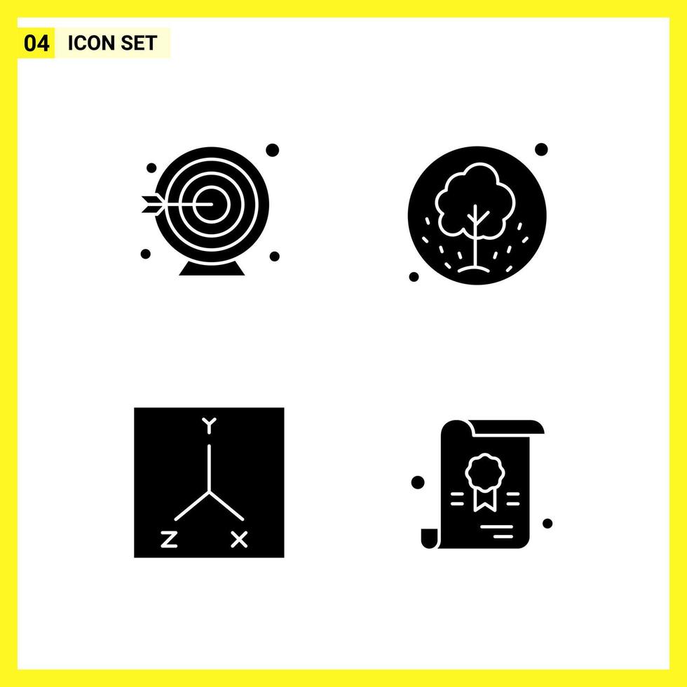 4 conjunto de ícones simples símbolos sólidos sinal de glifo em fundo branco para aplicativos móveis de design de sites e mídia impressa criativo ícone preto fundo vetorial vetor