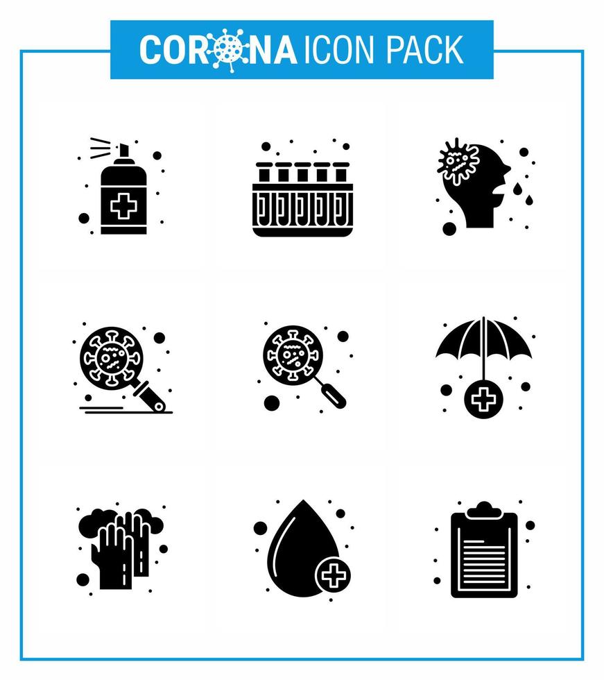 conjunto de ícones de prevenção de coronavírus 25 azul laboratório de proteção contra vírus corona vírus vírus viral 2019nov doença vetor elementos de design