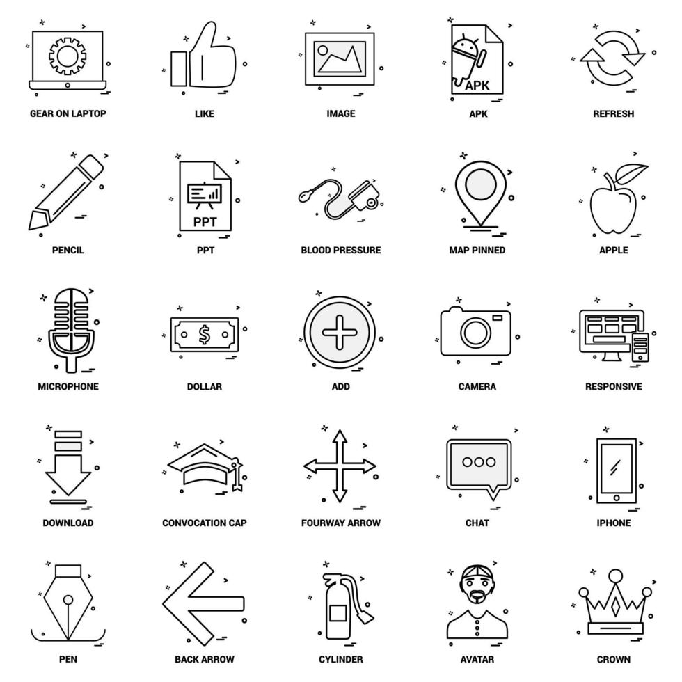 25 conjunto de ícones de linha de mix de conceito de negócios vetor