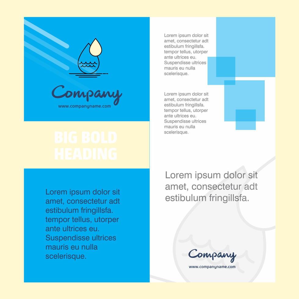 gota de água brochura da empresa design da página de título perfil da empresa relatório anual apresentações folheto fundo vector