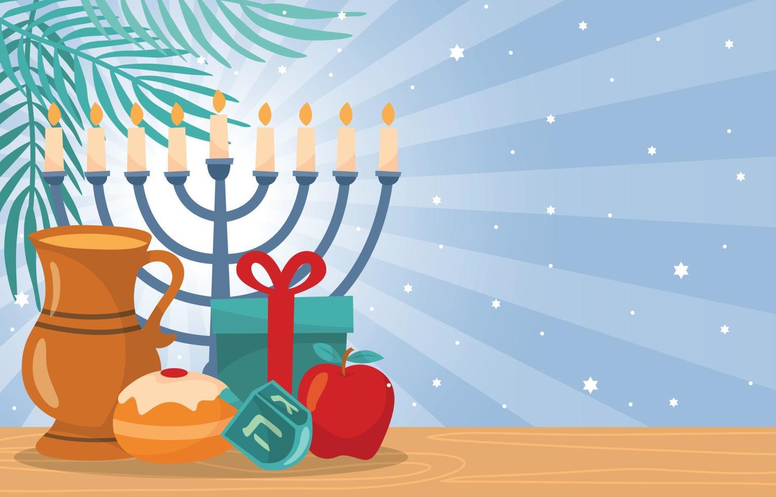 feliz hanukkah festival judaico de fundo de luzes vetor