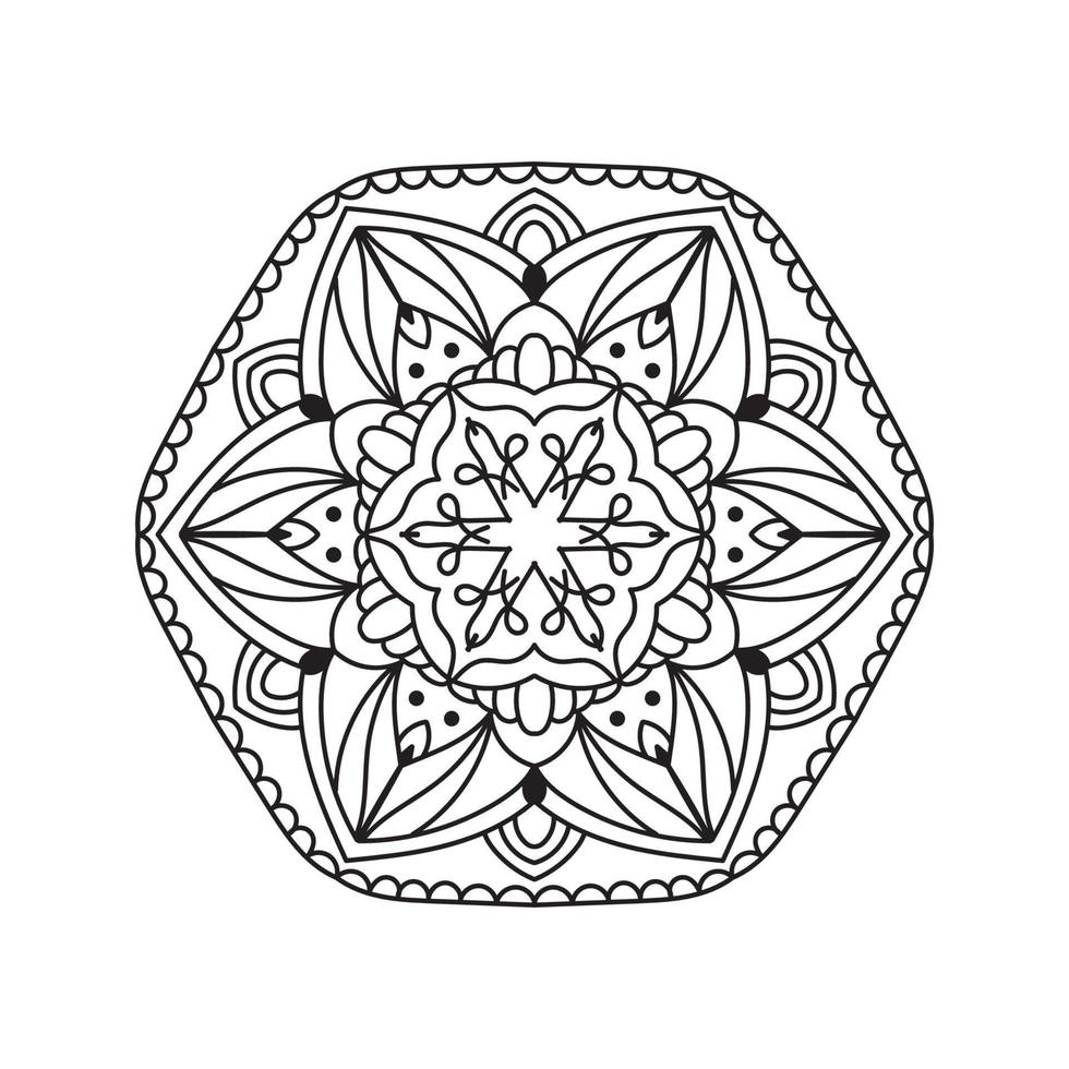 design de conceito de fundo de livro de colorir mandala preto e branco vetor