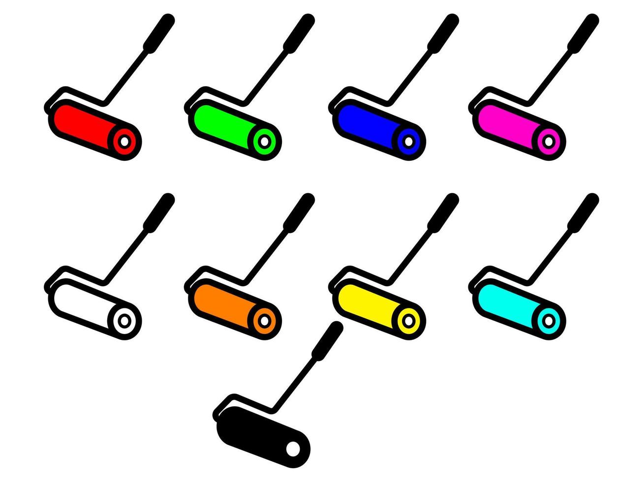 design gráfico de rolo de pintura com várias cores adequadas como ícone ou complemento de design vetor