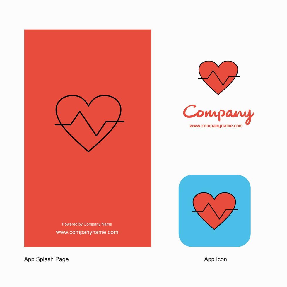 ícone do aplicativo de logotipo da empresa de batimento cardíaco e design de página inicial elementos de design de aplicativo de negócios criativos vetor