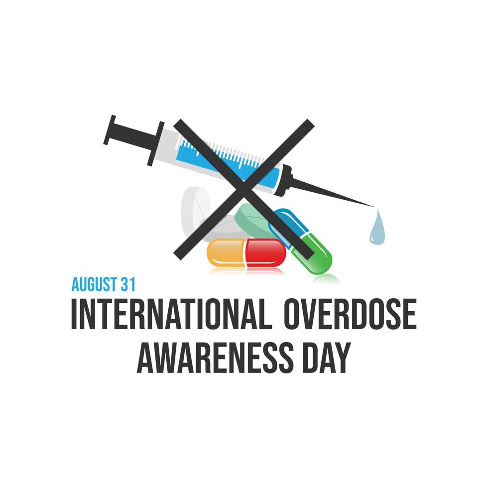 ilustração de imagem de design vetorial de dia de conscientização de overdose de drogas vetor