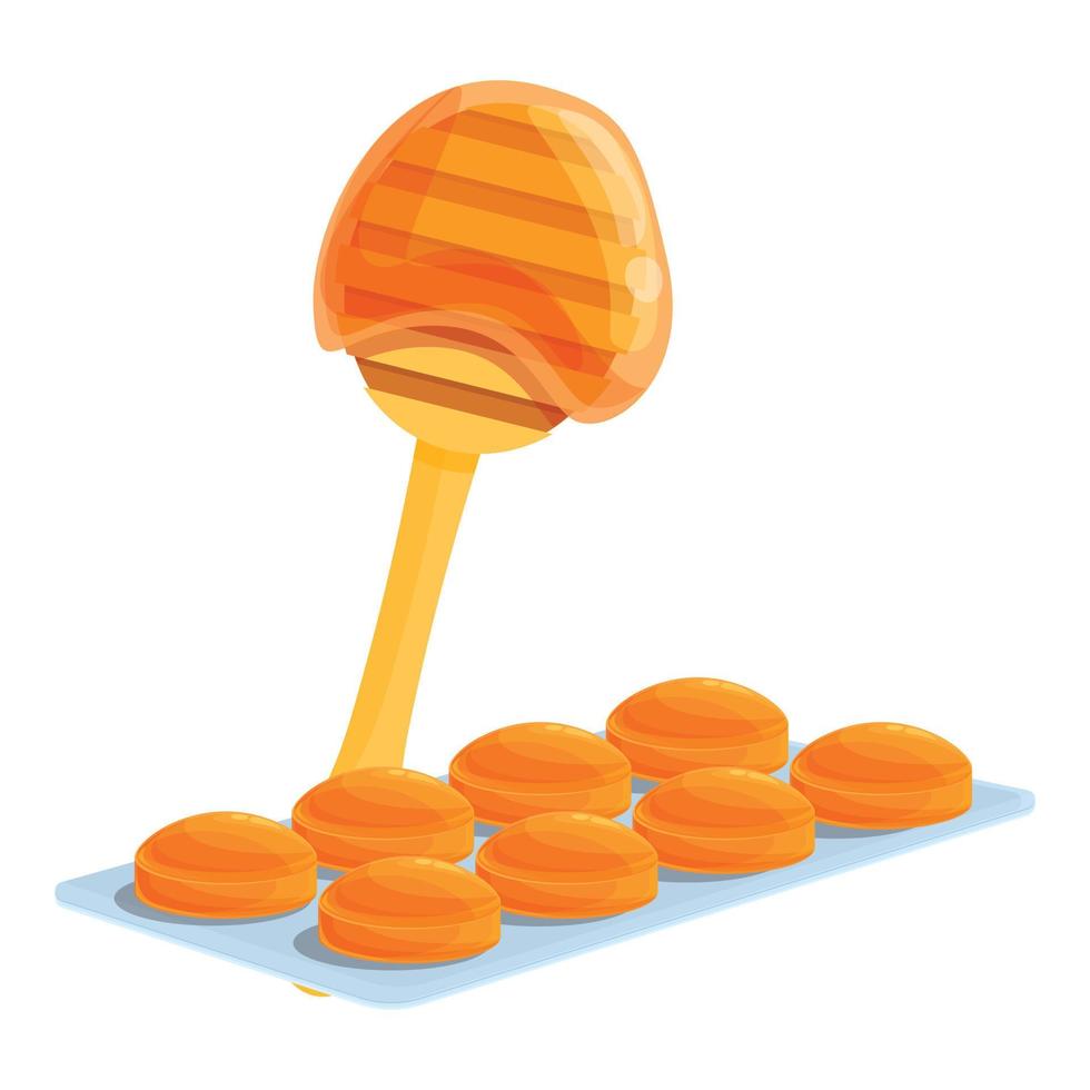 ícone de gotas de tosse de mel, estilo cartoon vetor