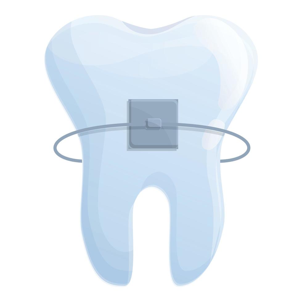 ícone de aparelho dental branco, estilo cartoon vetor