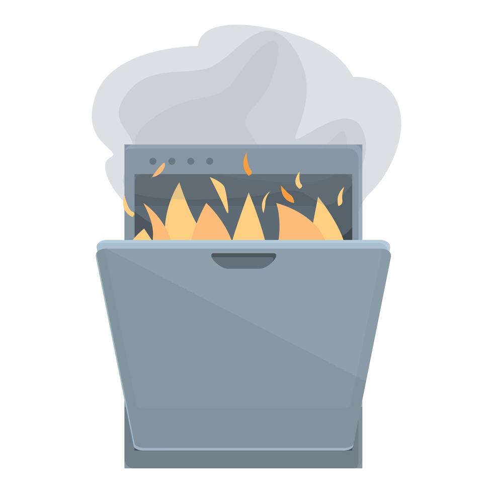 vetor de desenhos animados de ícone de lava-louças de fogo. máquina de cozinha