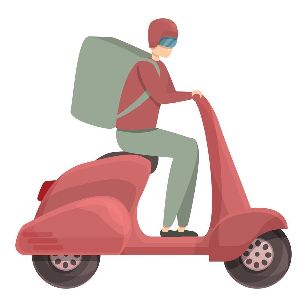 vetor de desenhos animados do ícone de entrega de scooter. homem mensageiro