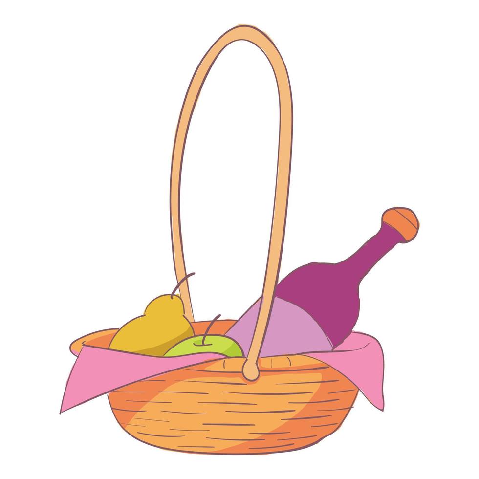 ícone de cesta de piquenique de presente, desenho animado e estilo simples vetor
