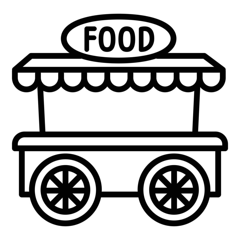 ícone do carrinho de comida, estilo de estrutura de tópicos vetor