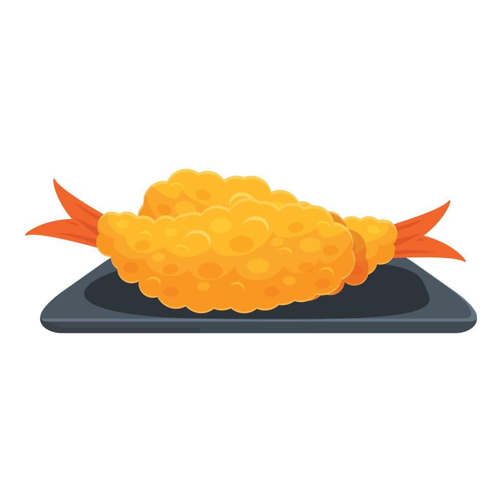 vetor de desenhos animados de ícone de tempura de arroz. camarão frito