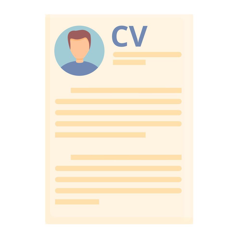 vetor de desenhos animados de ícone de papel cv. candidato a emprego