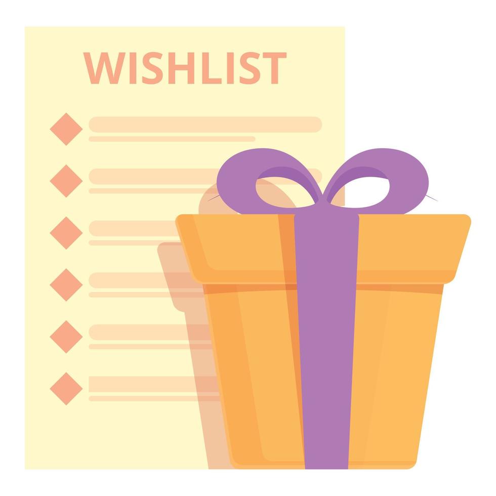 vetor de desenhos animados do ícone da lista de desejos da caixa de presente. ordem de compra