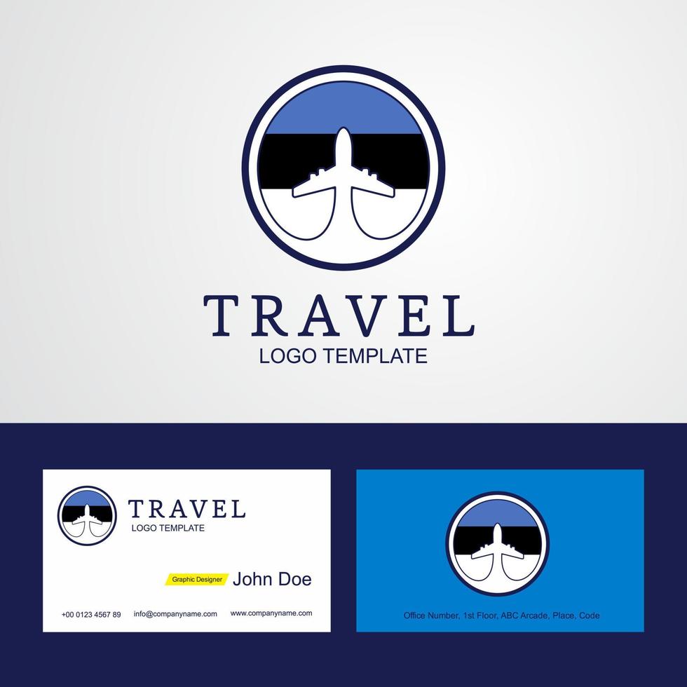 logotipo de bandeira de círculo criativo de viagem estônia e design de cartão de visita vetor