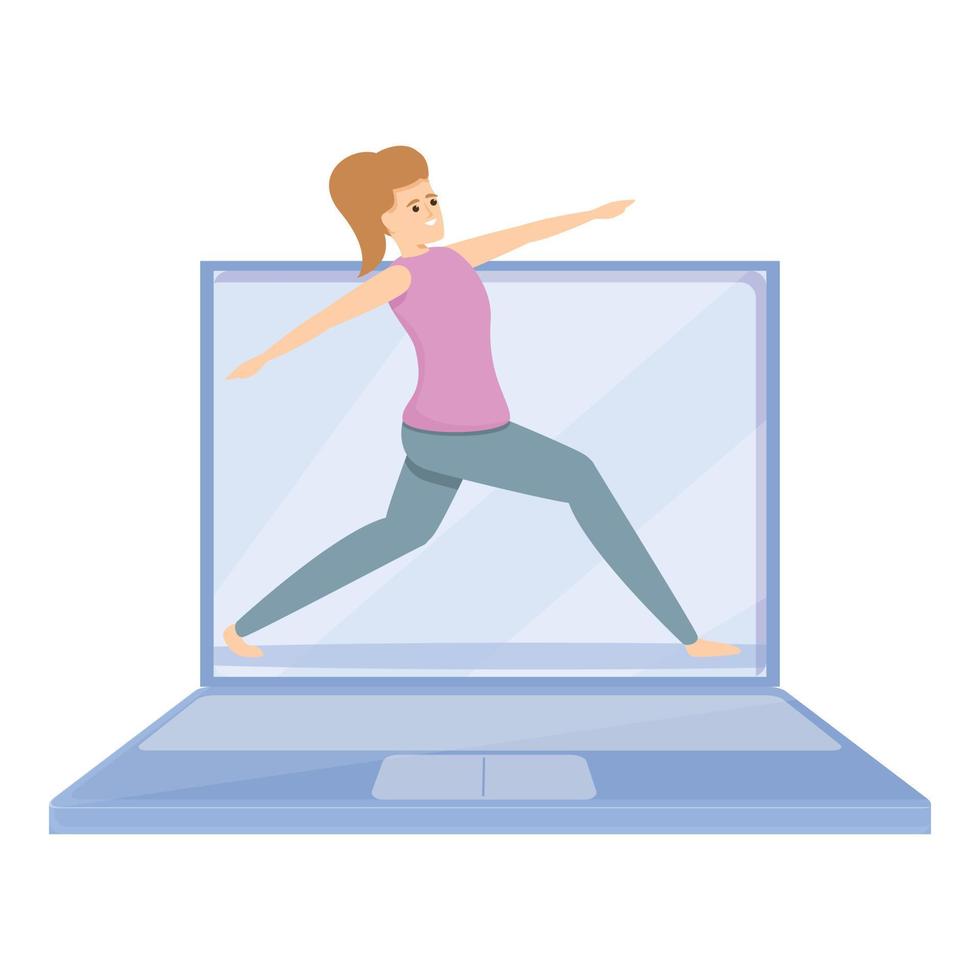 ícone do blog de fitness do laptop, estilo cartoon vetor