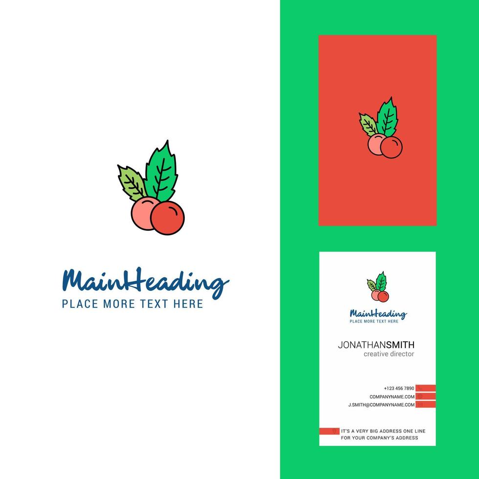 logotipo criativo de cerejas e vetor de design vertical de cartão de visita