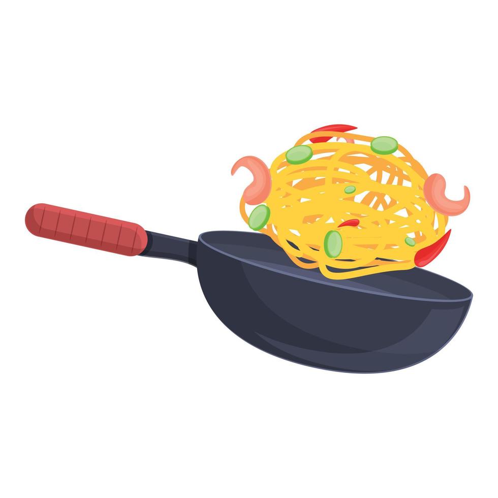ícone japonês de comida wok, estilo cartoon vetor