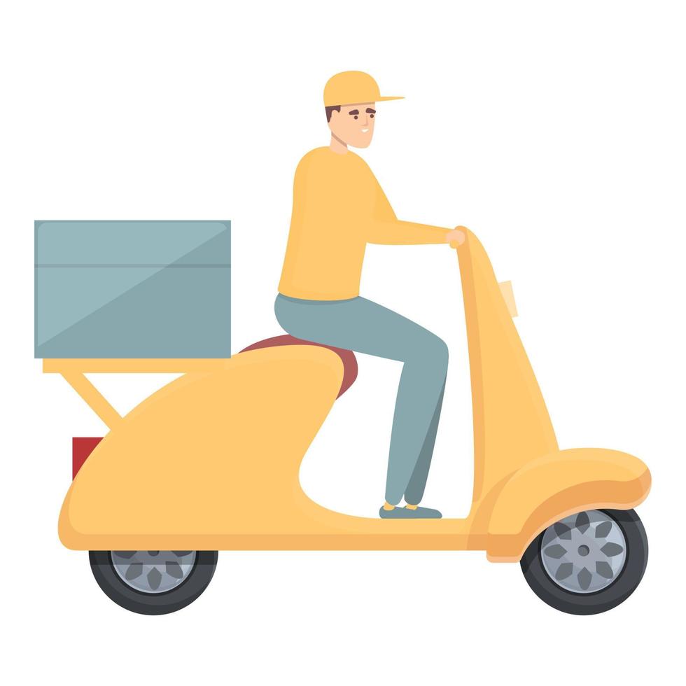 vetor de desenho animado de ícone de moto de correio. entrega de scooter