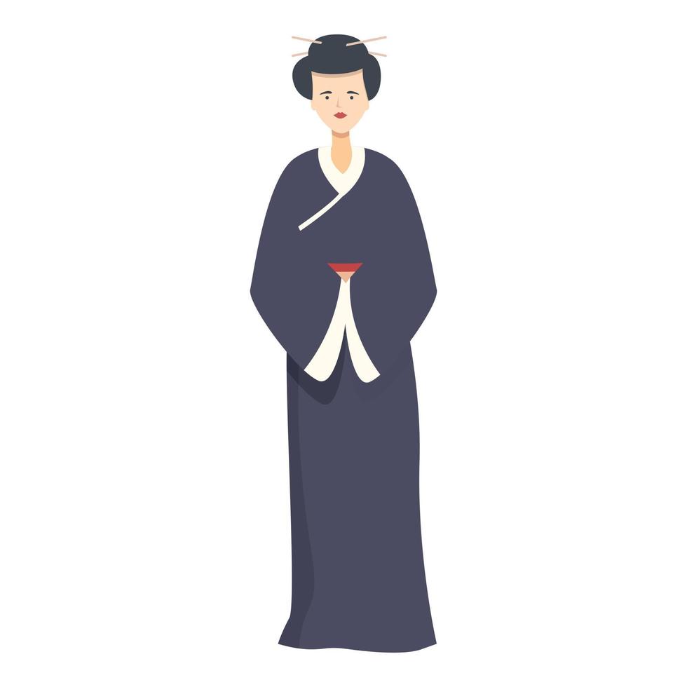 vetor de desenhos animados do ícone de gueixa de menina. mulher japonesa