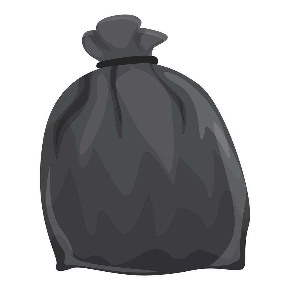 vetor de desenho de ícone de saco de lixo preto. lixeira