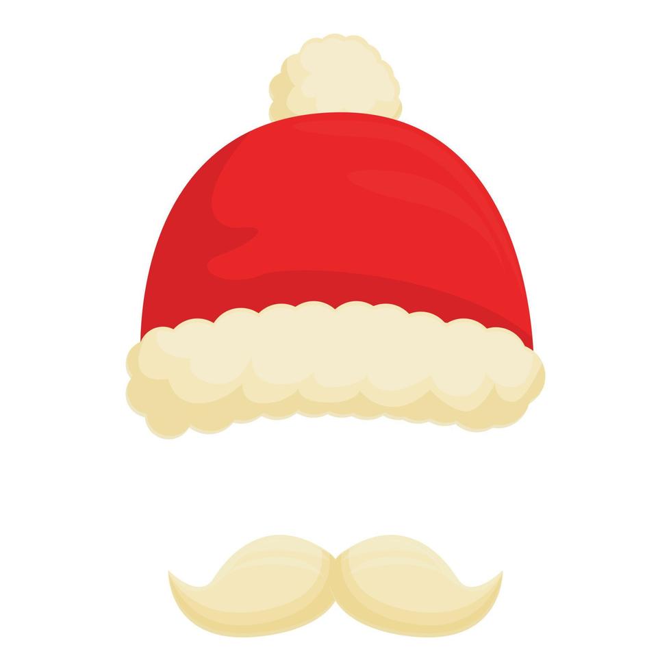 vetor de desenhos animados de ícone de bigode de chapéu de papai noel. feriado de Natal