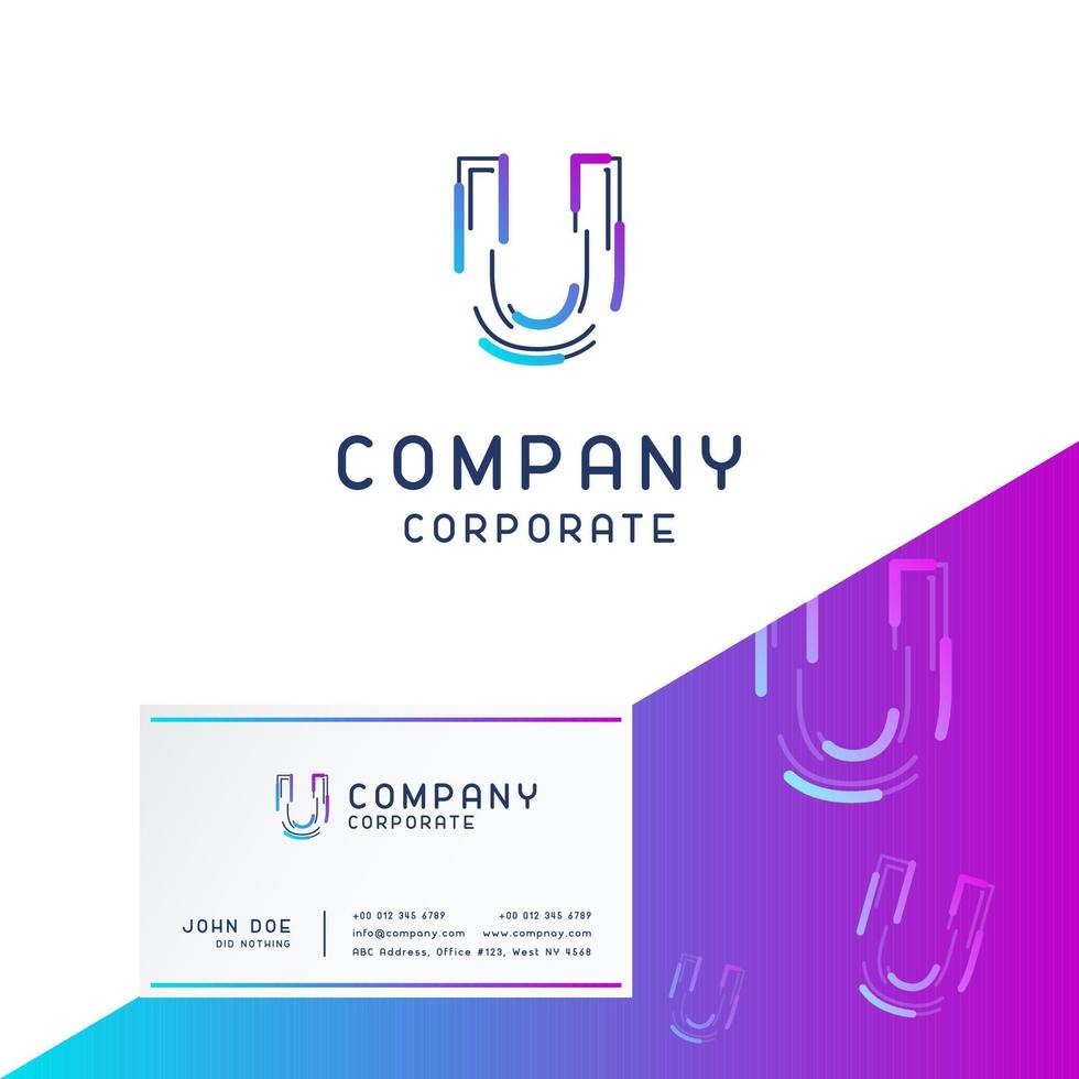 u design de logotipo da empresa com vetor de cartão de visita