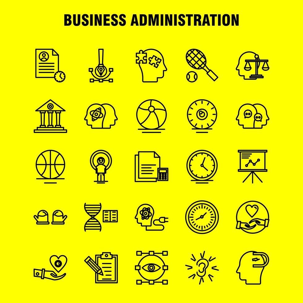 ícones de linha de administração de negócios definidos para kit de uxui móvel de infográficos e design de impressão incluem calculadora de arquivo de documento perfil de documento de texto coleção de tempo cv infográfico moderno logotipo a vetor