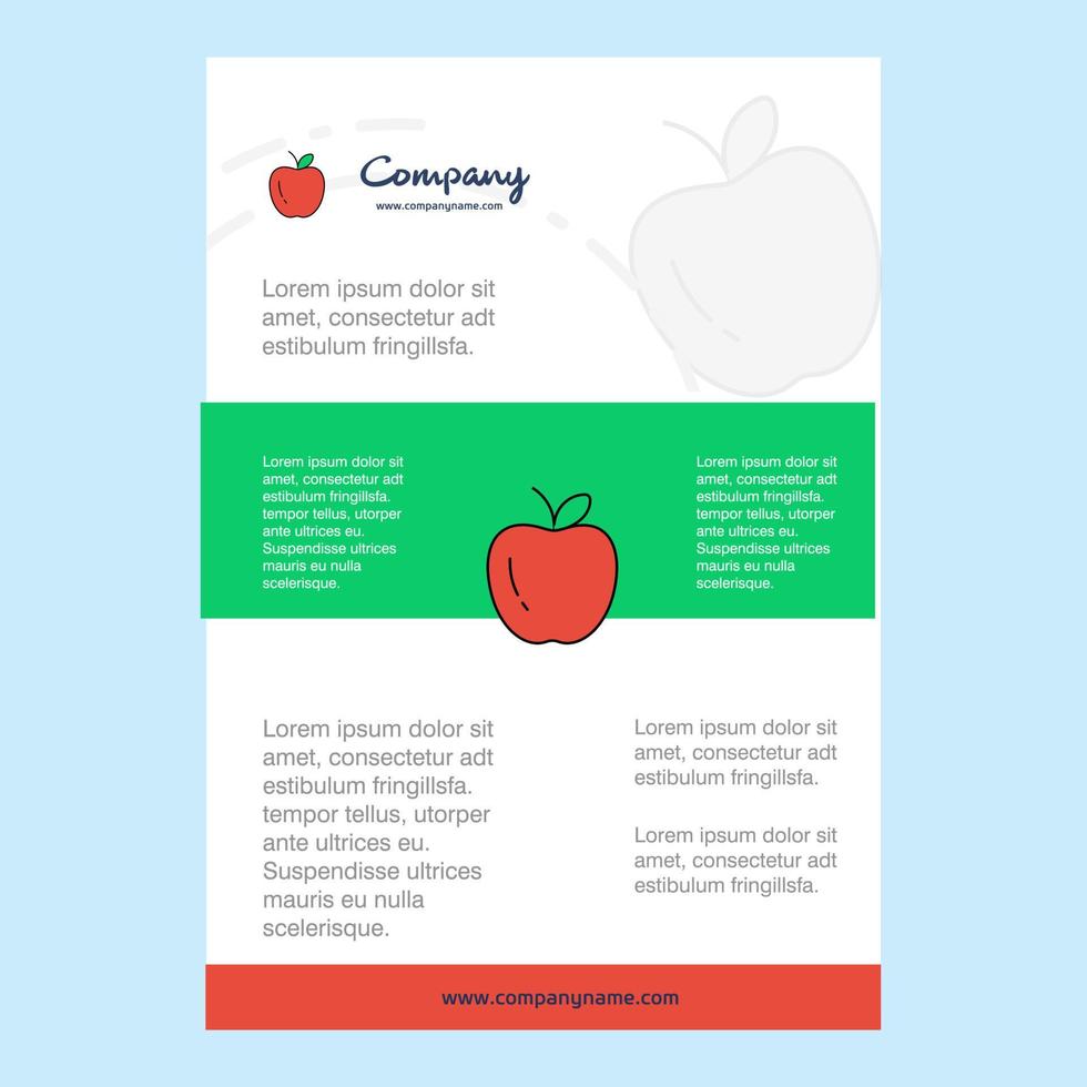 layout de modelo para apresentações de relatório anual de perfil de empresa da apple folheto folheto fundo vector