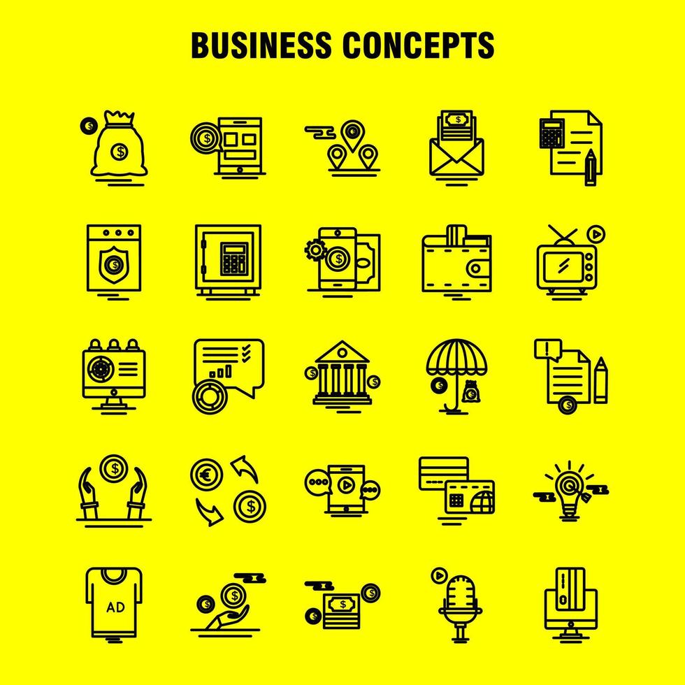 ícones de linha de conceitos de negócios definidos para infográficos kit uxui móvel e design de impressão incluem arquivo de documento arquivo de texto ideia lâmpada alvo coleção logotipo infográfico moderno e pictograma vetor