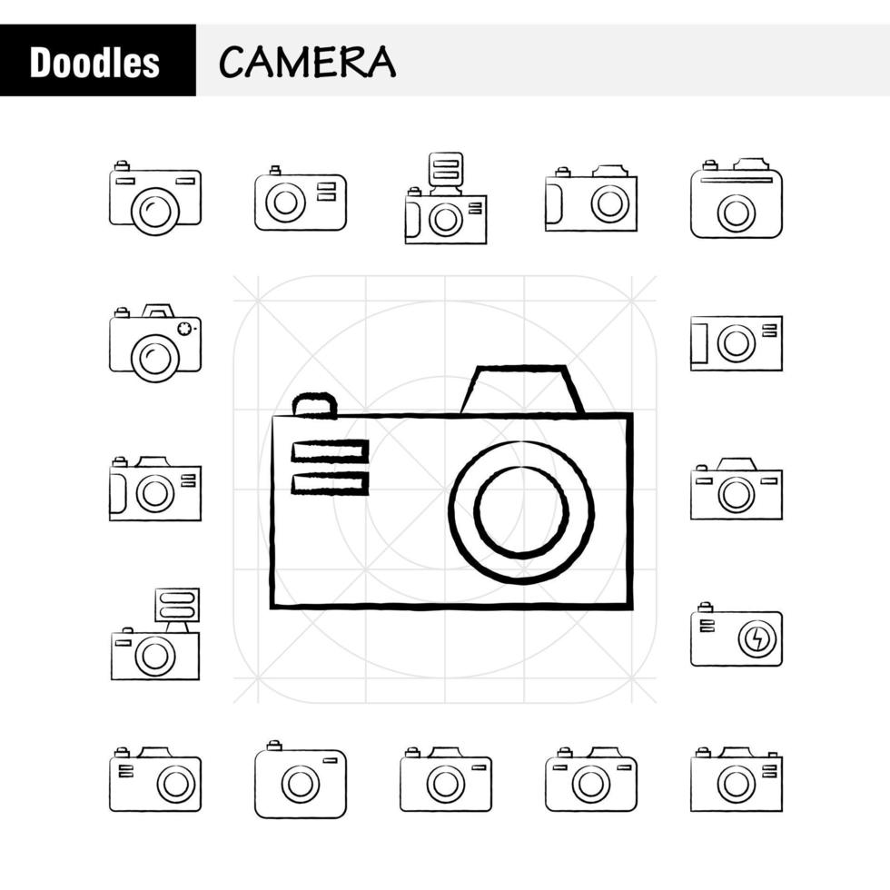 ícone desenhado à mão da câmera para impressão na web e kit uxui móvel, como câmera digital dslr fotografia câmera digital dslr fotografia pictograma vetor de pacote