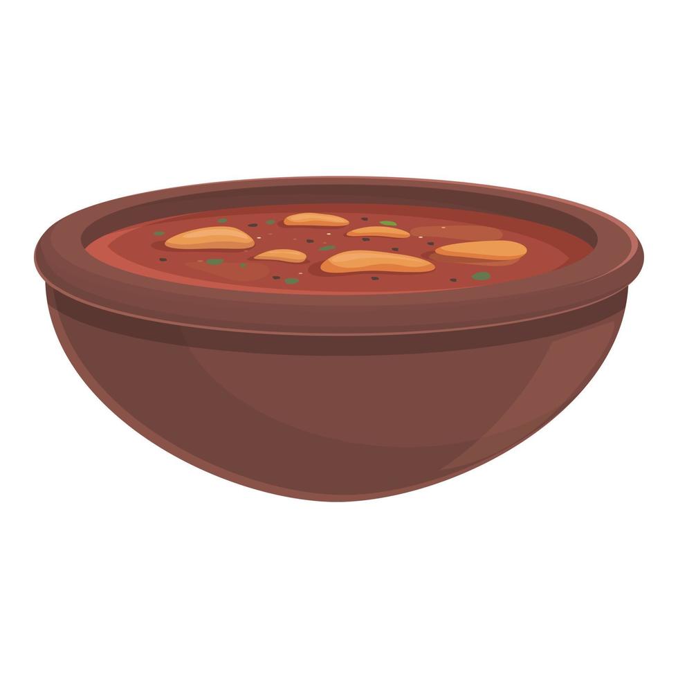 vetor de desenhos animados de ícone de sopa de tomate feijão. comida portugal
