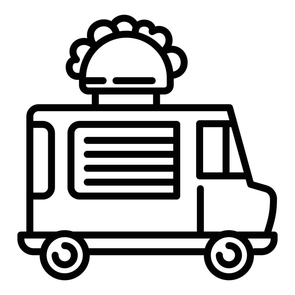 ícone de caminhão de comida, estilo de estrutura de tópicos vetor