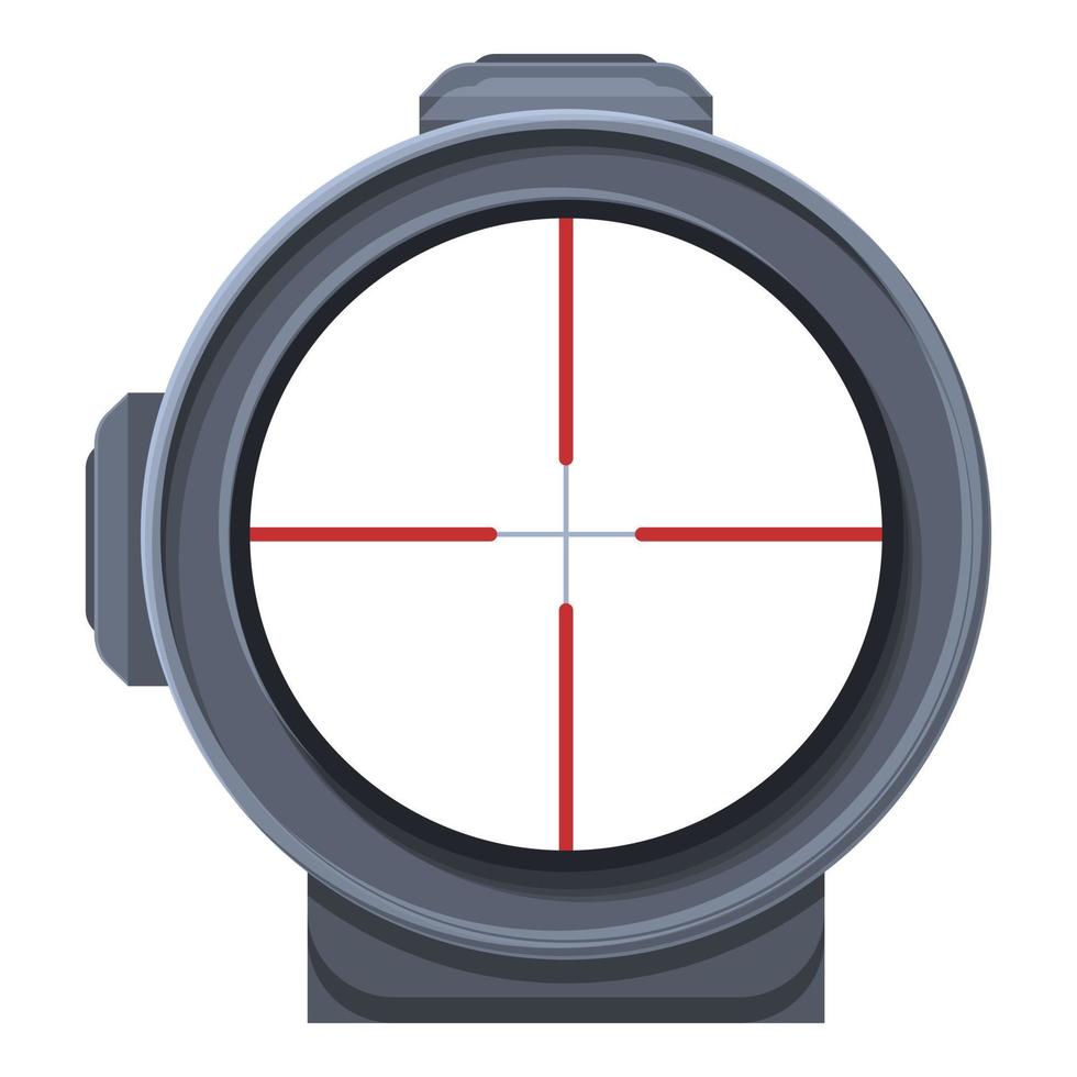 ícone de arma de mira telescópica, estilo cartoon vetor