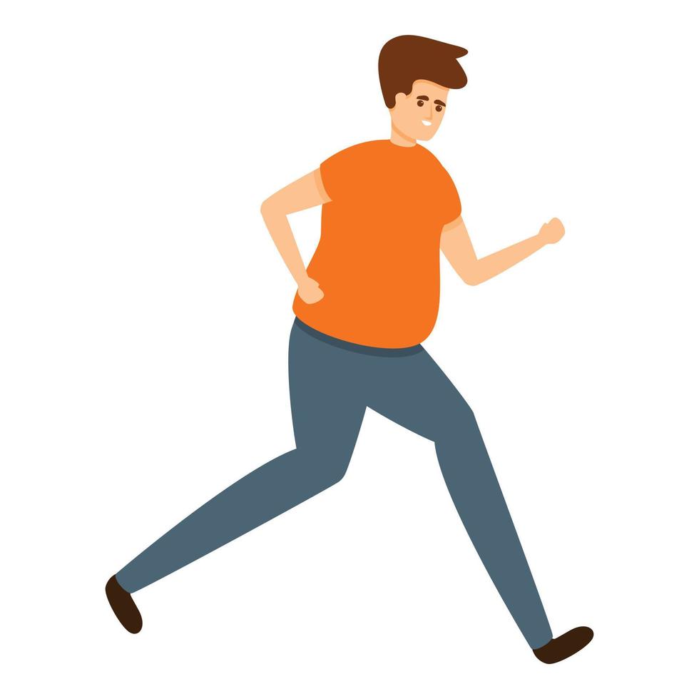 ícone de menino correndo obeso, estilo cartoon vetor