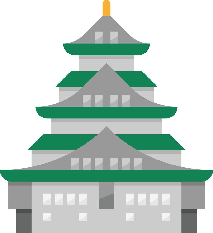 castelo osaka palácio real japão - ícone plano vetor