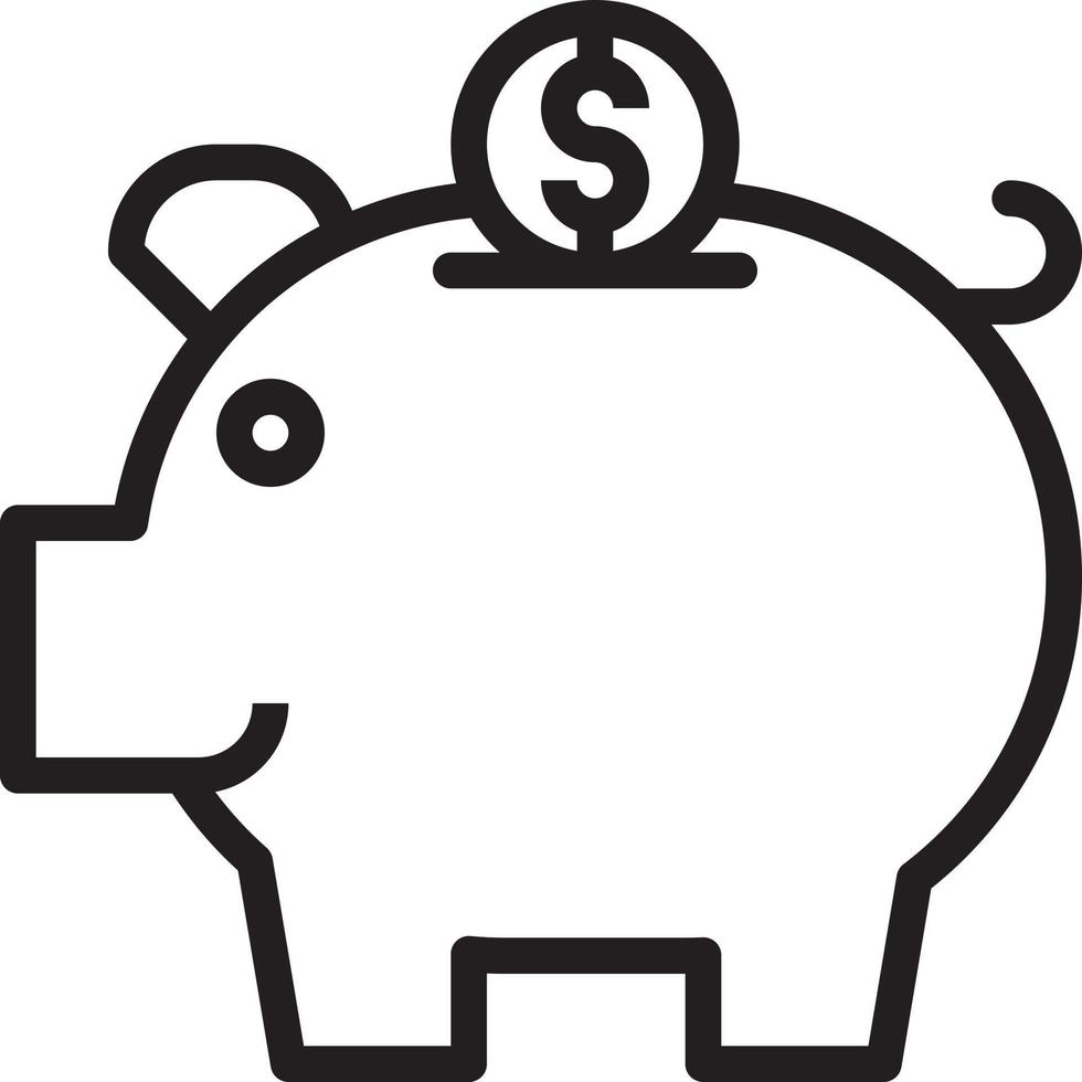 banco de poupança banco de dinheiro porquinho - ícone de contorno vetor